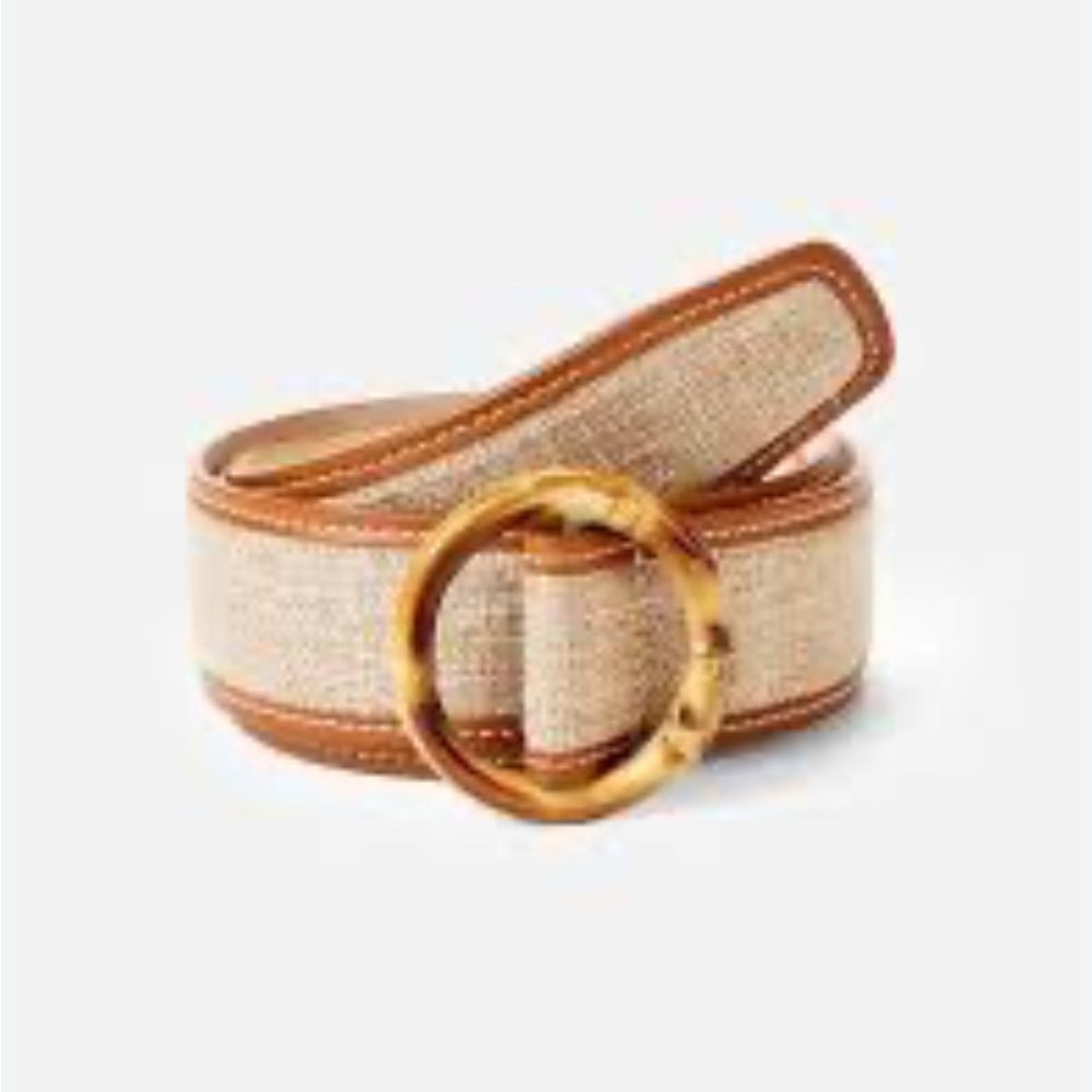 JMcLaughlin Classic Dixie belt in tan leather and linen